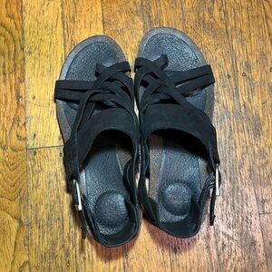 Teva Black Leather Strappy Sandals